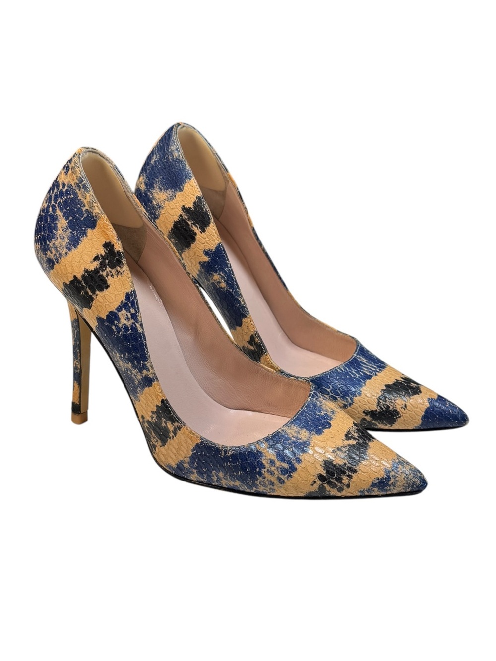 Vtg Kate Spade Larisa Pumps Heels Striped Ombre Snake Print Leather Italy 8 B